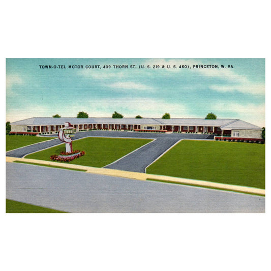 Town-O-Tel Motor Court Princeton West Virginia - Postcard TJ8-2