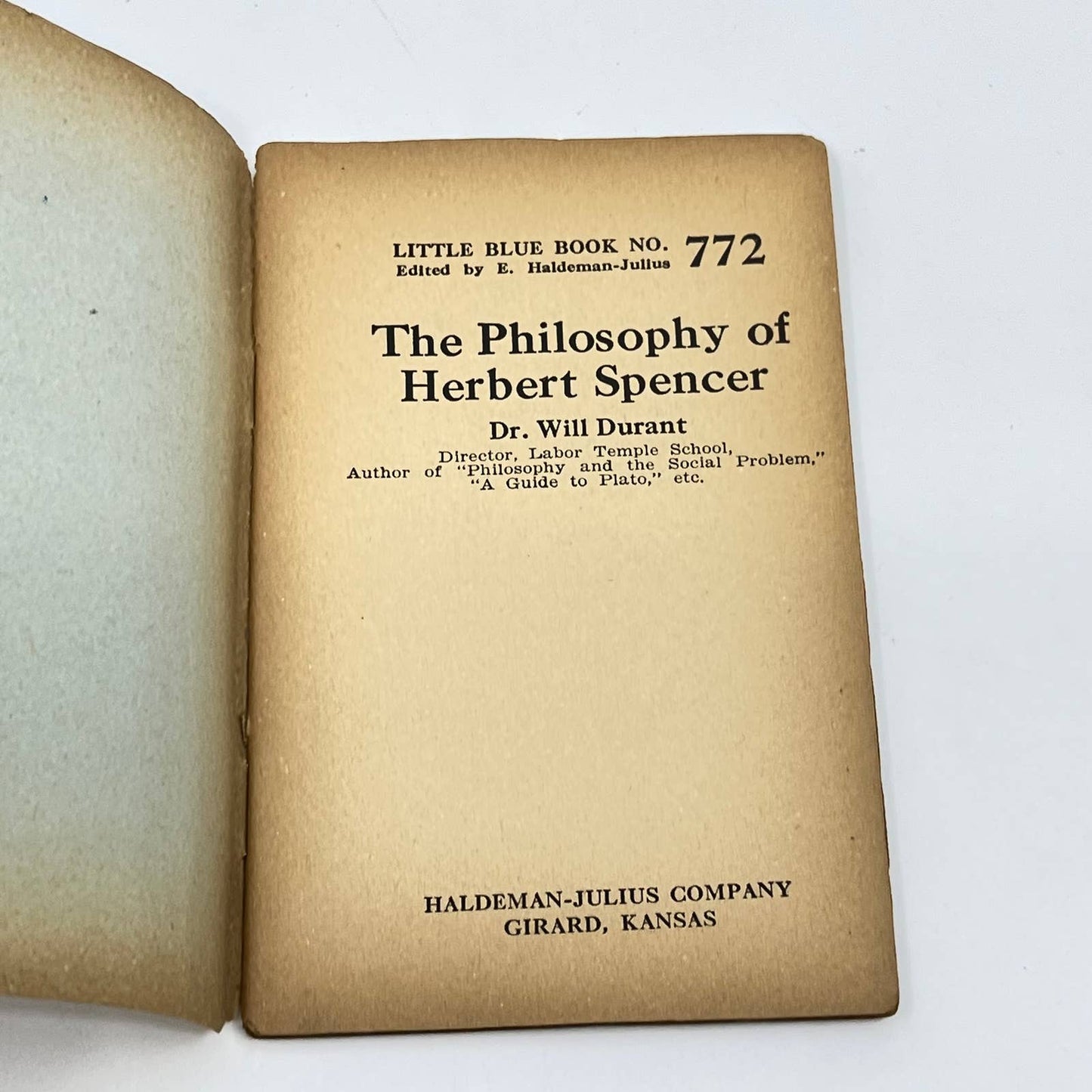 c1920 Little Blue Book No. 772 The Philosophy of Herbert Spencer Will Durant SD3