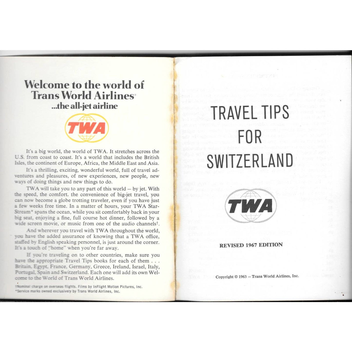 Vintage 1967 Travel Tips Booklet SWITZERLAND Guide Book TJ7