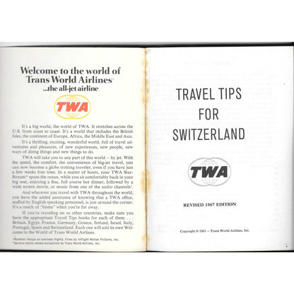 Vintage 1967 Travel Tips Booklet SWITZERLAND Guide Book TJ7