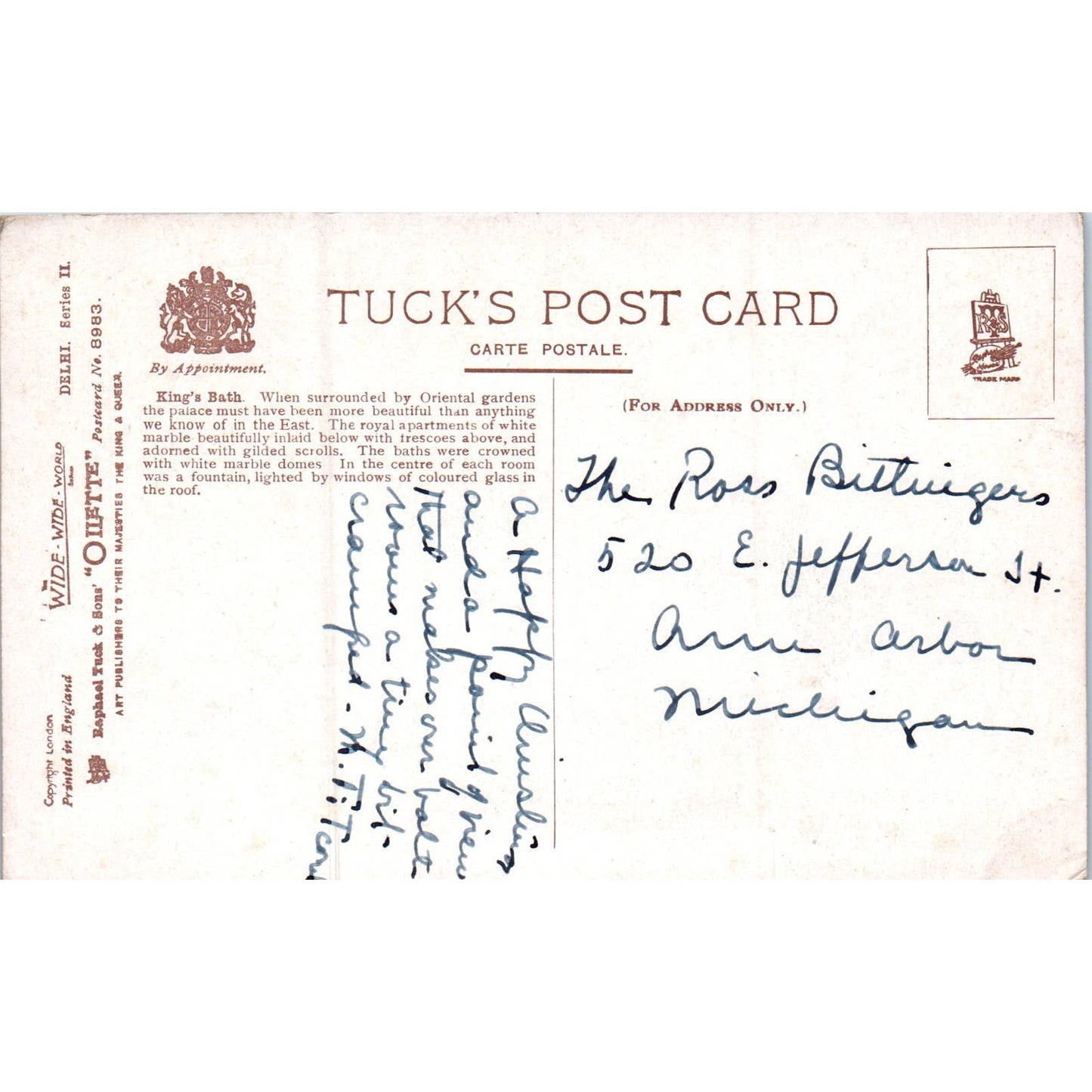 Delhi - King's Bath Raphael Tuck Oilette Original Postcard TK1-P17