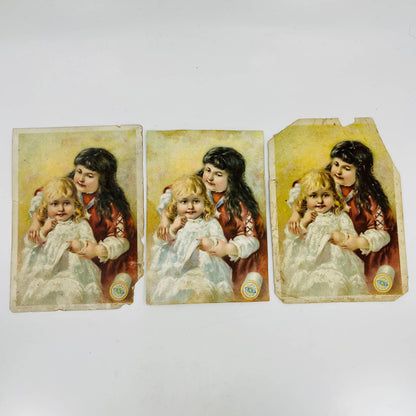 1880s Victorian Trade Card Lot of 3 Victorian Girls Clark’s ONT Thread AA4