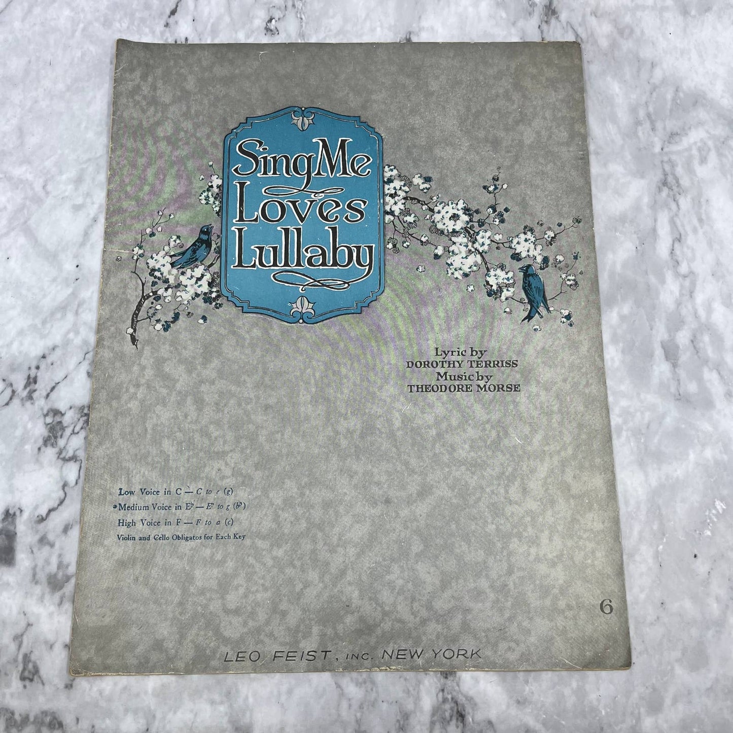 Sheet Music Sing Me Loves Lullaby Dorothy Terriss Theodore Morse 1917 Feist TJ4