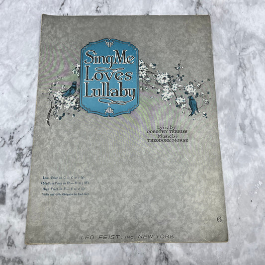 Sheet Music Sing Me Loves Lullaby Dorothy Terriss Theodore Morse 1917 Feist V41-2