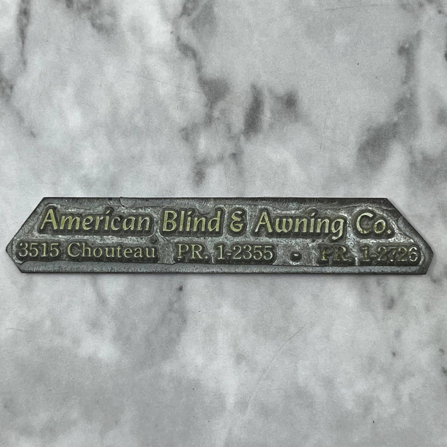 VTG Printing Letterpress Printers Block Plate American Blind & Awning Co. TJ58