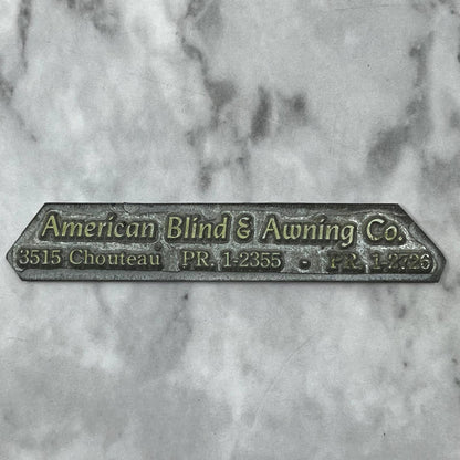 VTG Printing Letterpress Printers Block Plate American Blind & Awning Co. TJ58