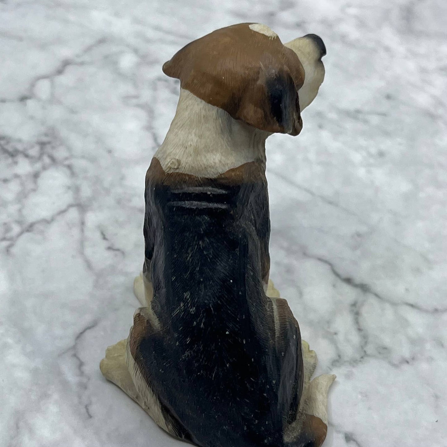 Vintage Hand Painted Cast Resin Beagle Hound Dog Figurine 3” TE2