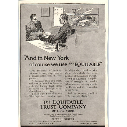 c1920 Harper's Magazine Ad - The Equitable Trust Company of New York MA TF6-1