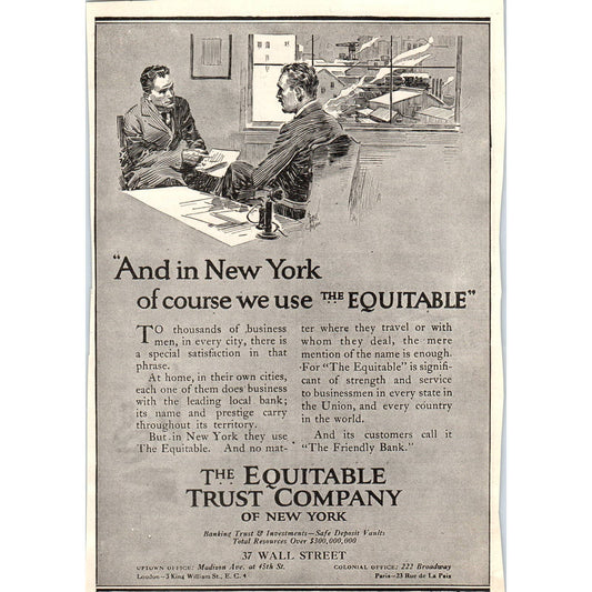 c1920 Harper's Magazine Ad - The Equitable Trust Company of New York MA TF6-1
