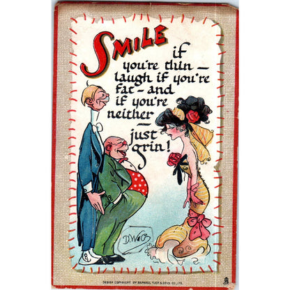Smile When You're Thin, Laugh if You're Fat Raphael Tuck Postcard TK1-P14