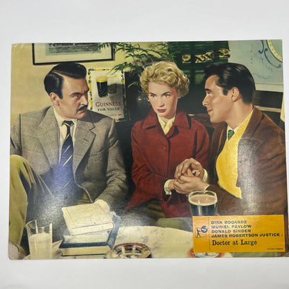 1957 Doctor at Large Dirk Bogarde Muriel Pavlov 11x14 British Lobby Card 1 FL4