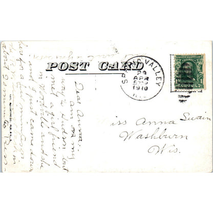 Spring Valley WI Showing Burghardt Bridge 1910 Original Postcard TJ9-P3