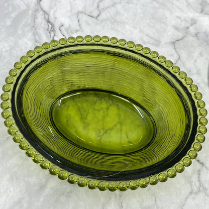 Vintage Nesting Hen Green Avocado Indiana Glass Hen on Nest Candy Dish ~7x5" TF6