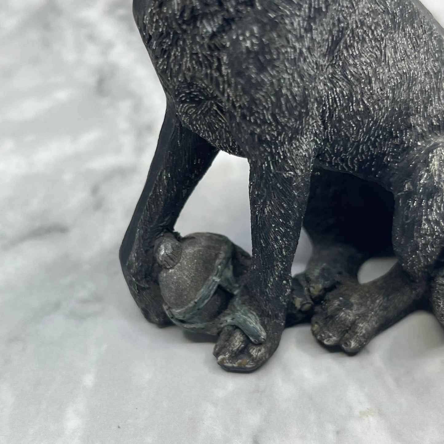 Vintage Hand Painted Ceramic Black Lab Dog Figurine 3.5” TE2