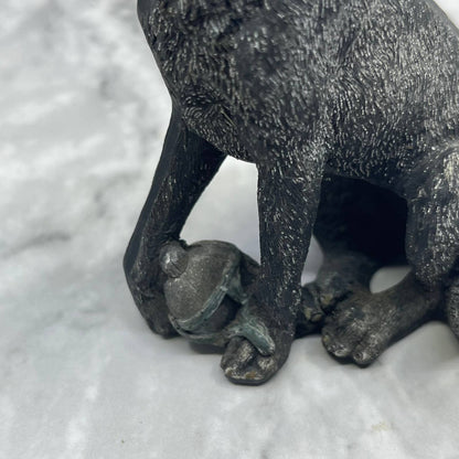 Vintage Hand Painted Ceramic Black Lab Dog Figurine 3.5” TE2