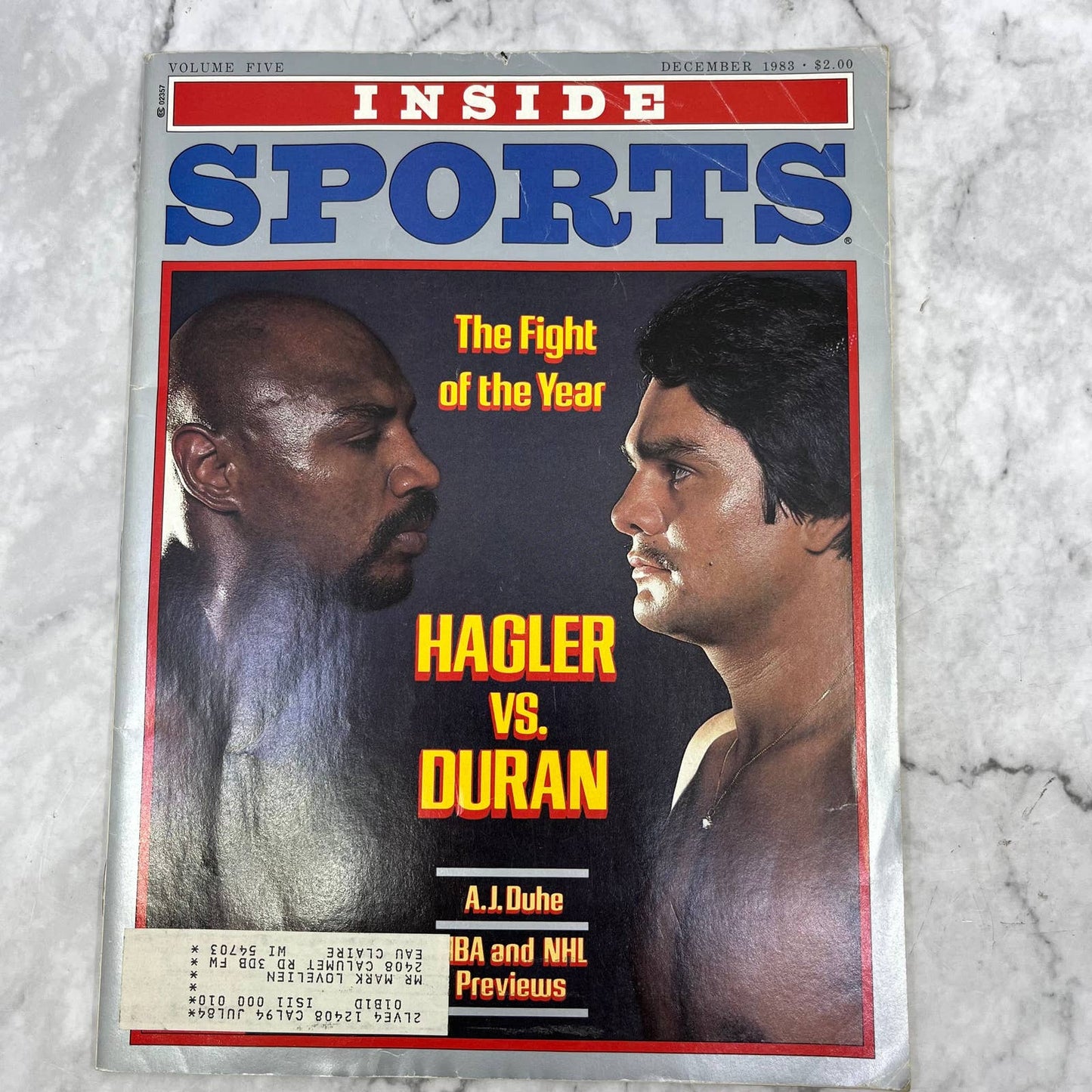 Inside Sports magazine ( the fight of the year) Hagler vs. Duran dec. 1983 TJ3
