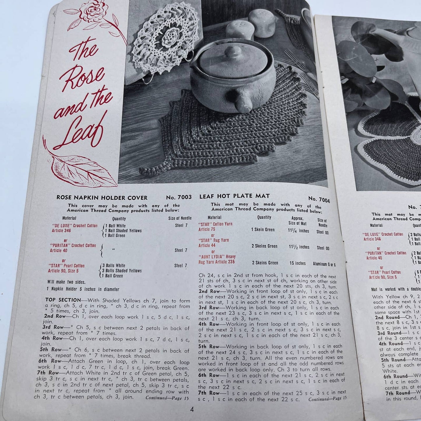 Vintage 1950 Star #70 Pot Holders Hot Plate Mats Pattern Booklet Crochet TH7