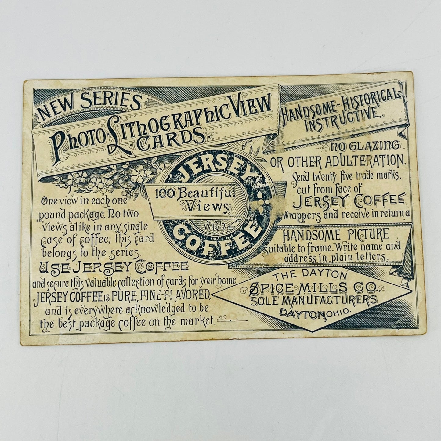 1880s Victorian Trade Card Elbevalley Bohemia Jersey Coffee Dayton OH PX1