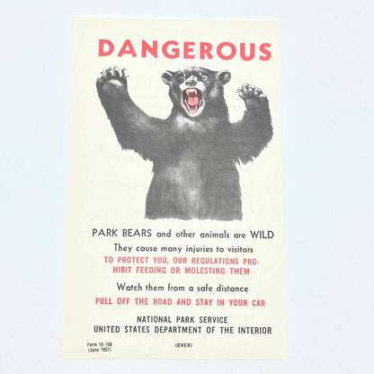 1957 Dangerous Bears National Park Service Leaflet US Dept of Interior AC1