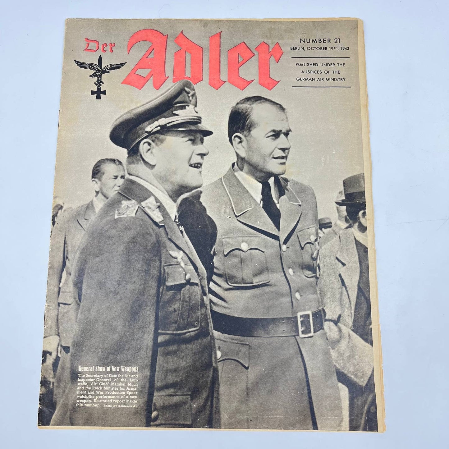 WWII German Nazi Luftwaffe “Der Adler” Magazine 19 Oct 1943 ENGLISH Version FL3