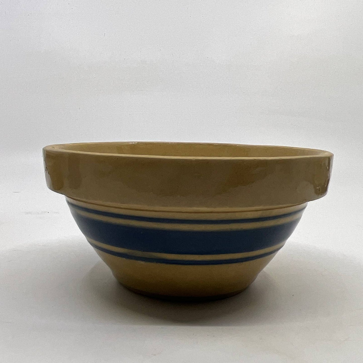Antique HULL Pottery Blue Banded Yellow Ware Small Mixing Bowl 5" Diameter TH5