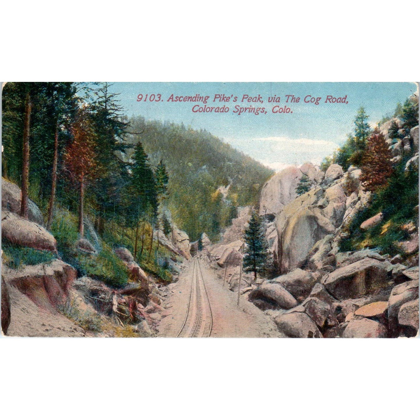 Cog Road Pikes Peak Colorado Springs Colorado 1917 Original Postcard TJ9-P2