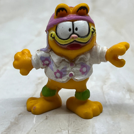 Vintage Garfield 1981 Purple Helmet Floral Shirt Plastic Figure 2” SC8