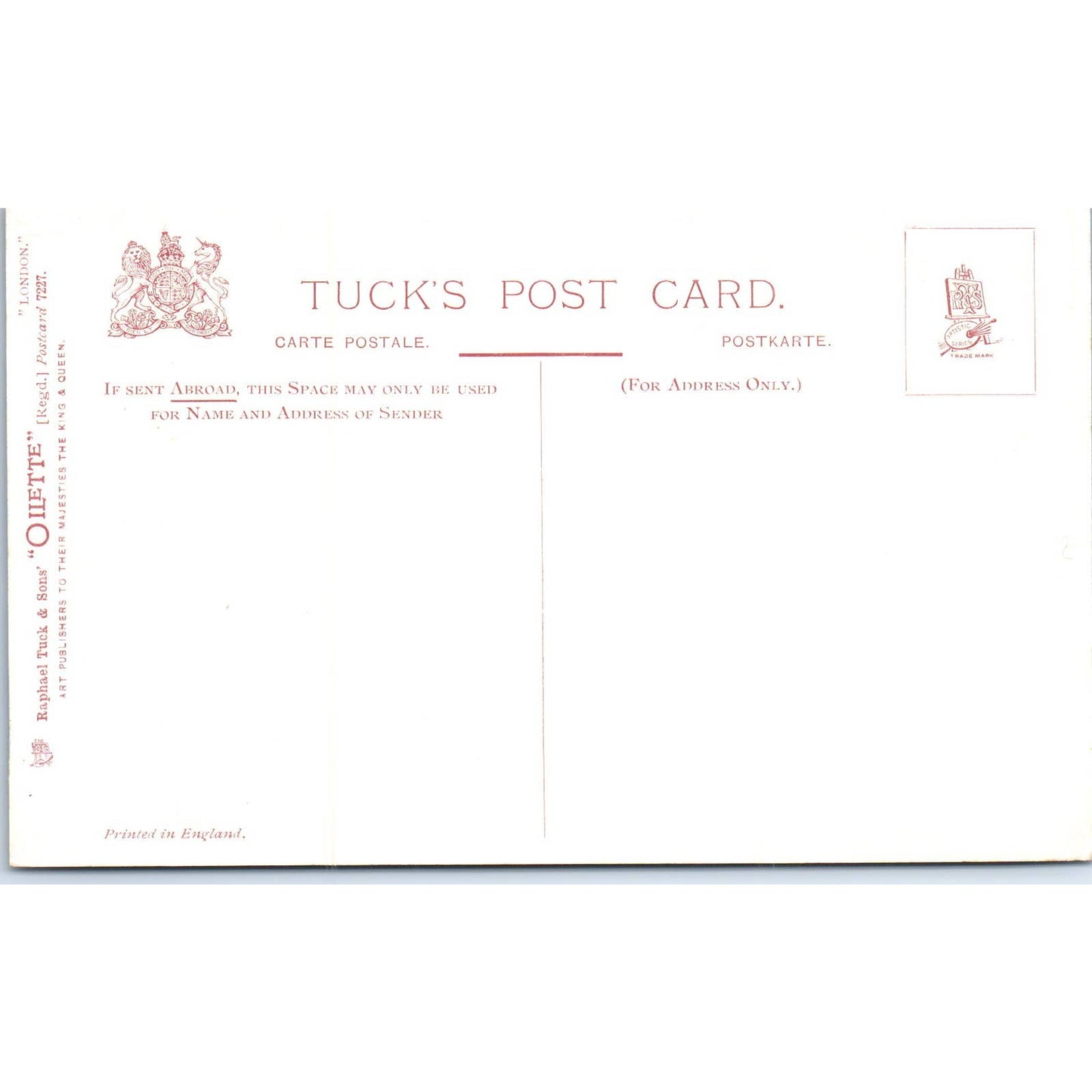 London Cecli and Savoy Hotels Raphael Tuck Oilette Original Postcard TK1-P17