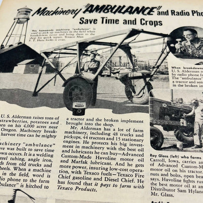 Vintage Advertisement TEXACO Products “Machinery Ambulance” Alderman Farms AA1