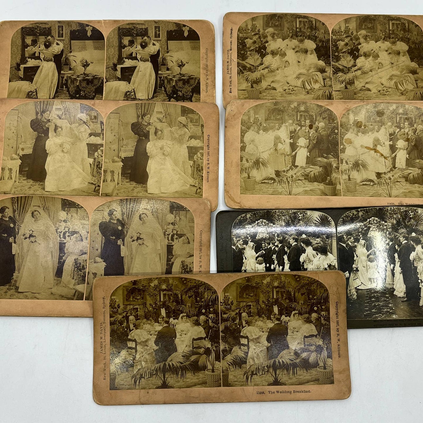 c1900 Lot of 7 Stereo View Cards Featuring VICTORIAN WEDDING TA9