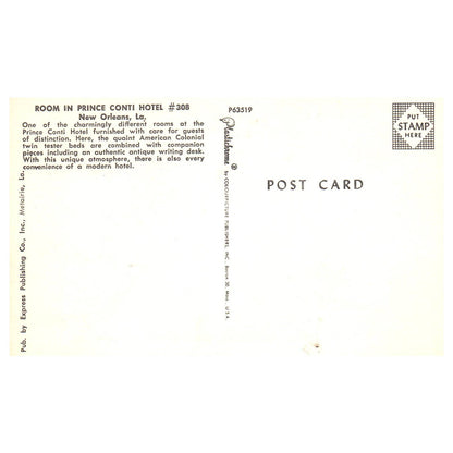 Vintage Postcard - Room in Prince Conti Hotel #308 New Orleans Louisiana TJ6-1