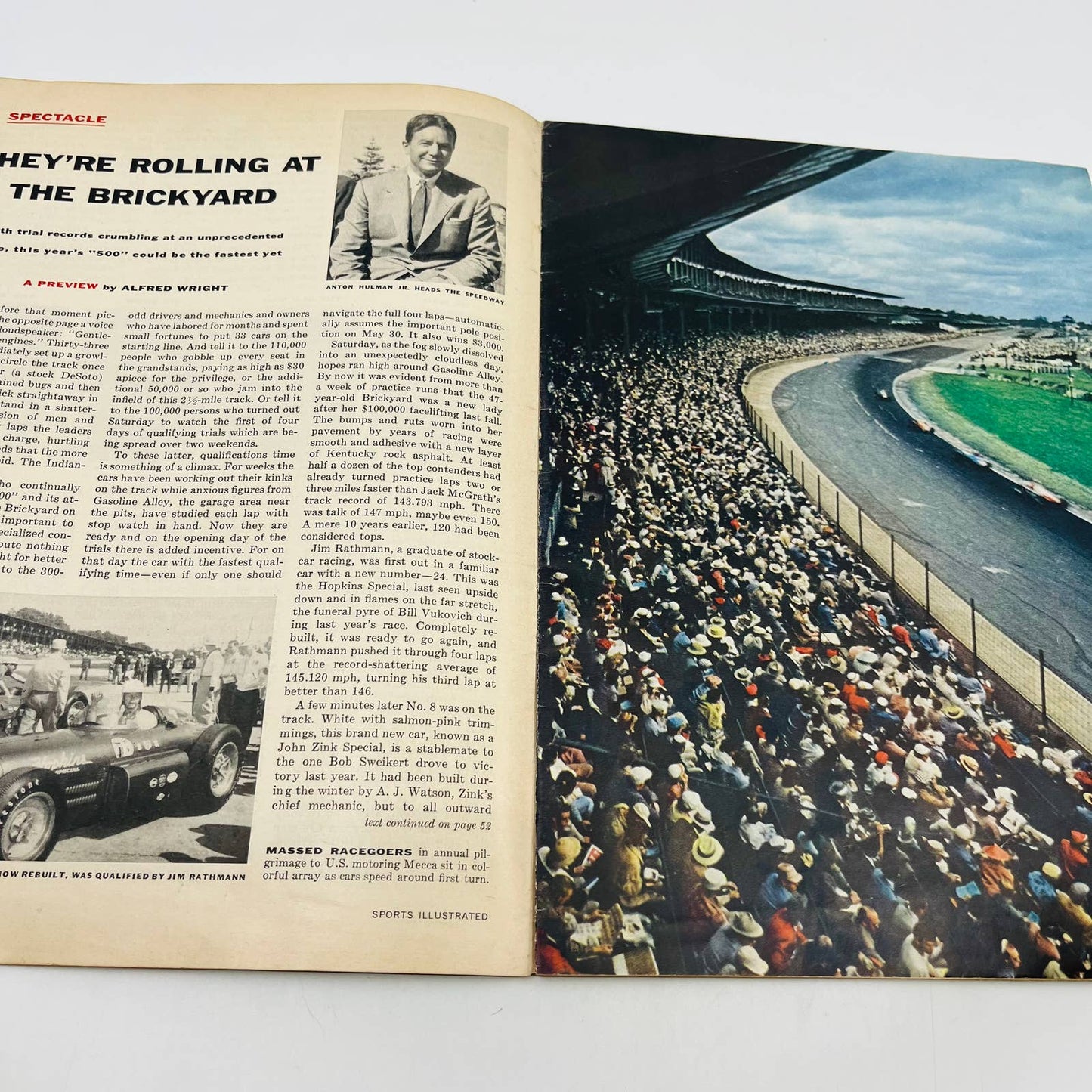 MAY 28, 1956 SPORTS ILLUSTRATED BOB SWEIKERT INDIANAPOLIS 500 TB2