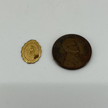 Vintage Tiny Gold Tone Virgin Mary Relic Catholic Christian SA1