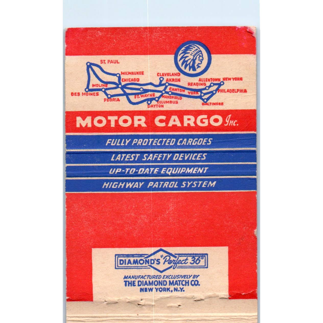 Motor Cargo Inc Akron Ohio Advertising Matchbook Cover SA1-M5