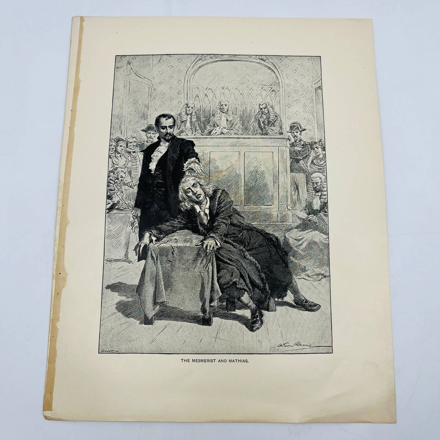 1880s Victorian Art Print Engraving THE MESMERIST AND MATHIAS