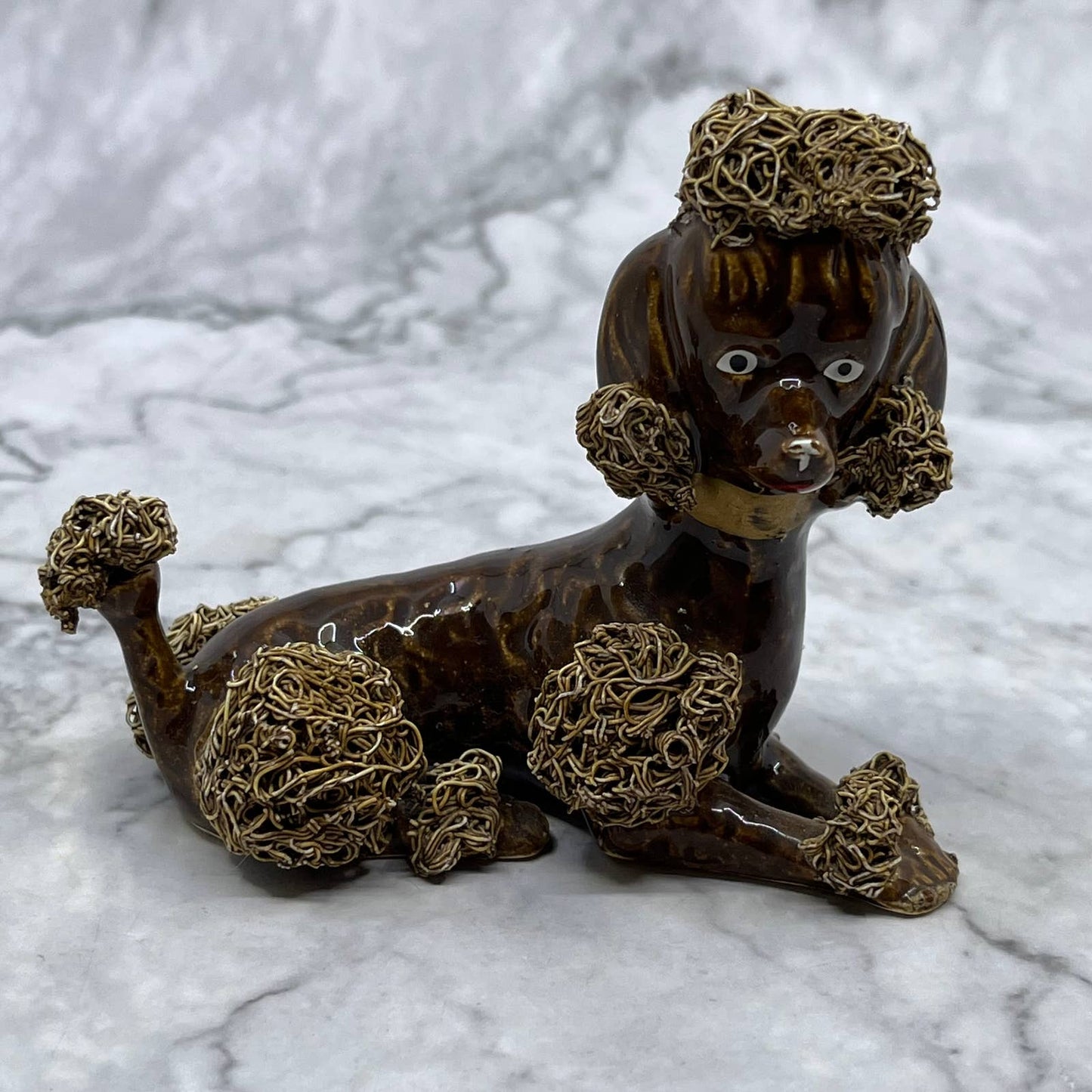 1950s Brown Spaghetti Poodle Dog Porcelain 4x3 TJ1