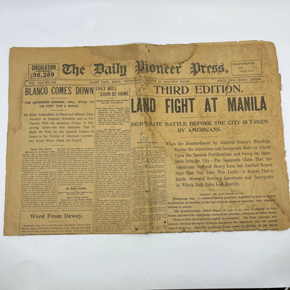 1898 Spanish American War Pioneer Press - Land Fight at Manila Philippines FL4