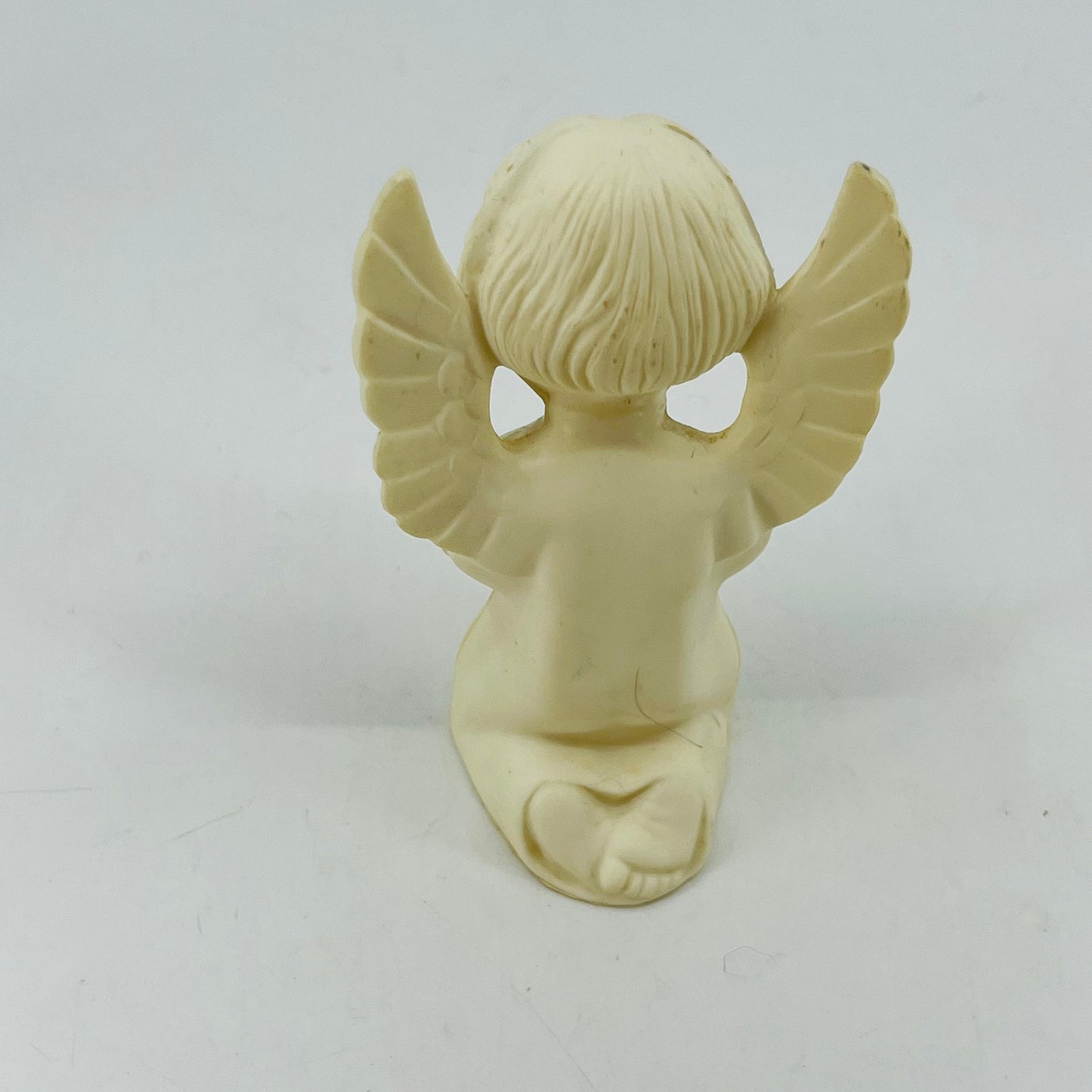 Vintage Hard Plastic Christmas White Angel Figurine Kneeling Praying 4" SB2