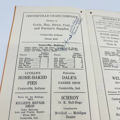 1944 Wayne County Basketball Tournament Program Centerville Indiana C13