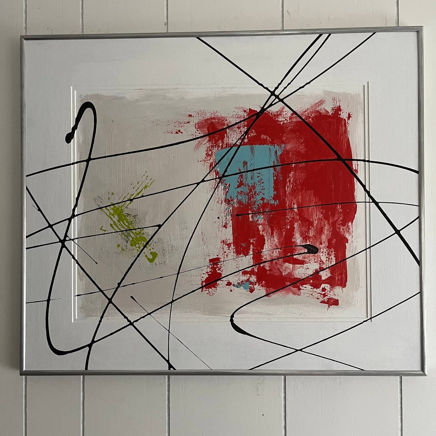 Original Framed Mixed Media Abstract Art Painting 23x27" The Smoking Man w/ COA