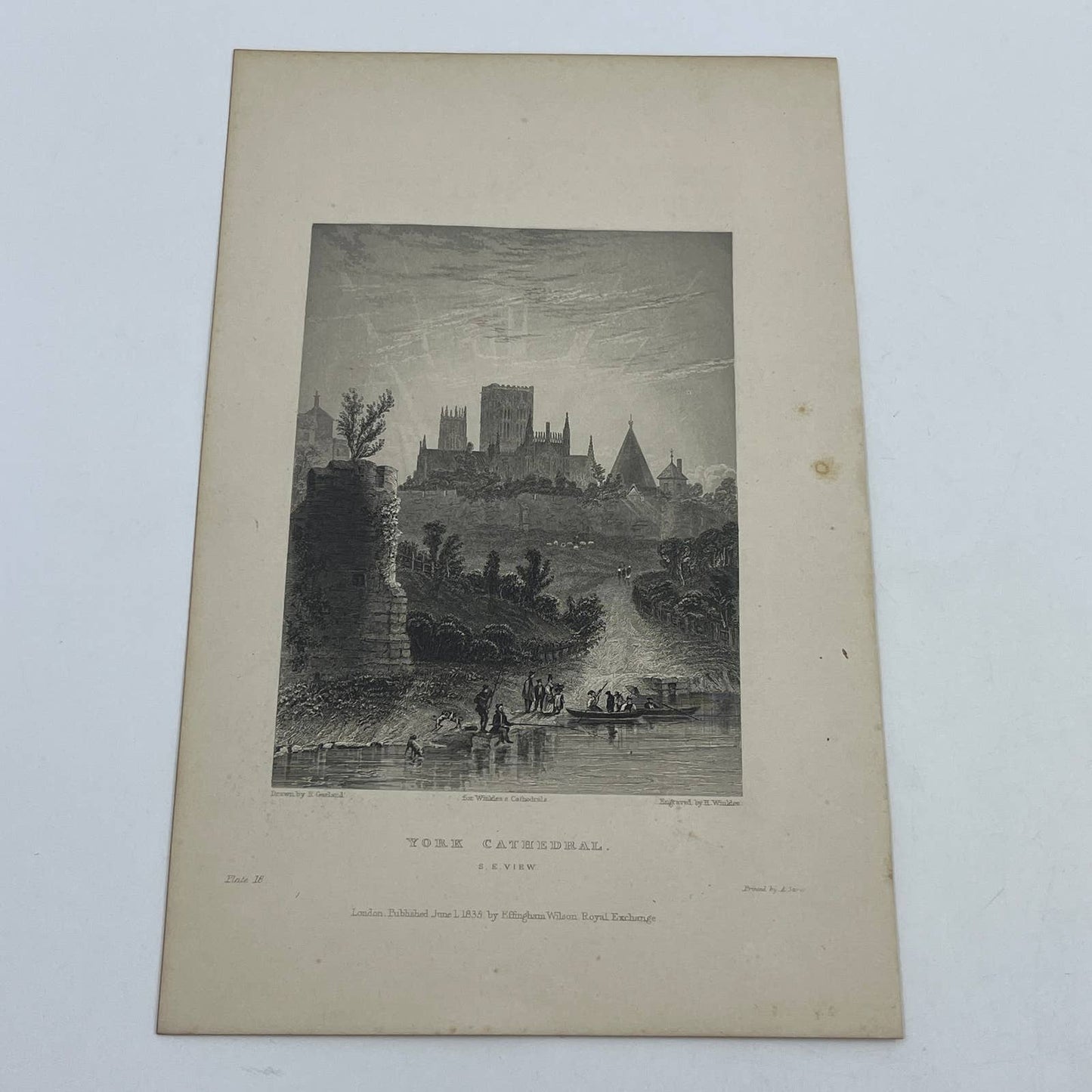 1836 Original Art Engraving York Cathedral View of the Chapter House AC6