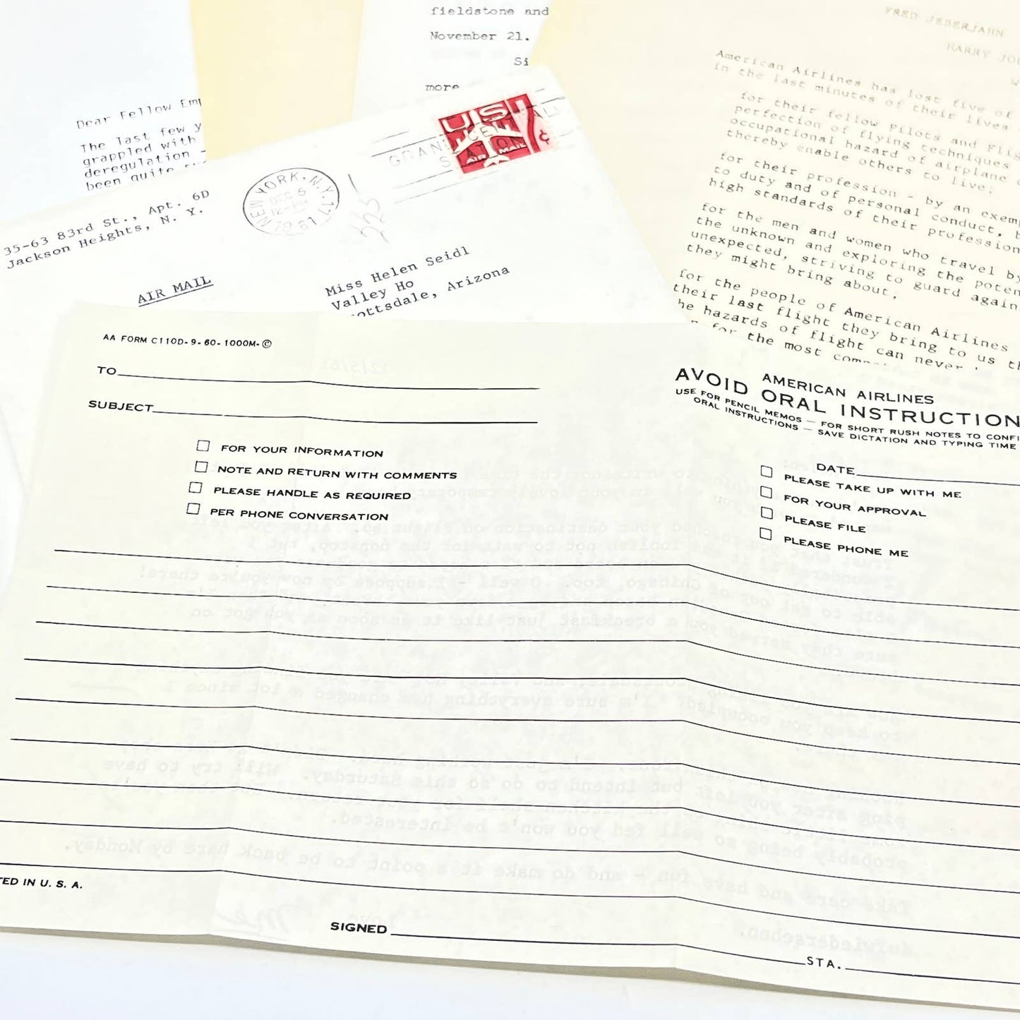 1950s-1980s Lot of Commercial Airline Ephemera American Airlines TC7