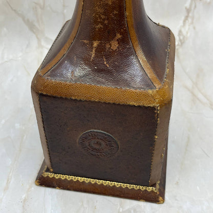 Vintage Italian Leather Wrapped Telephone Shape Decanter Bottle TC5