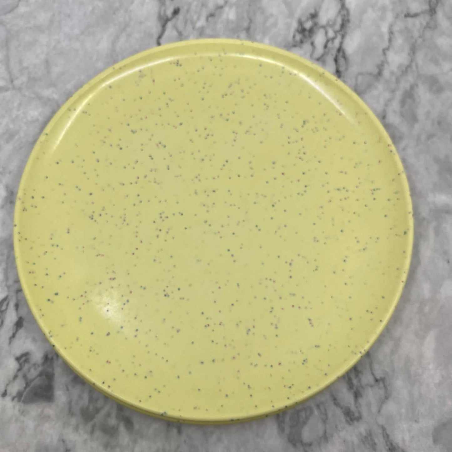 MCM Imperial Ware Speckled Confetti Yellow Dinner Plate Set Melmac Malamine TA3