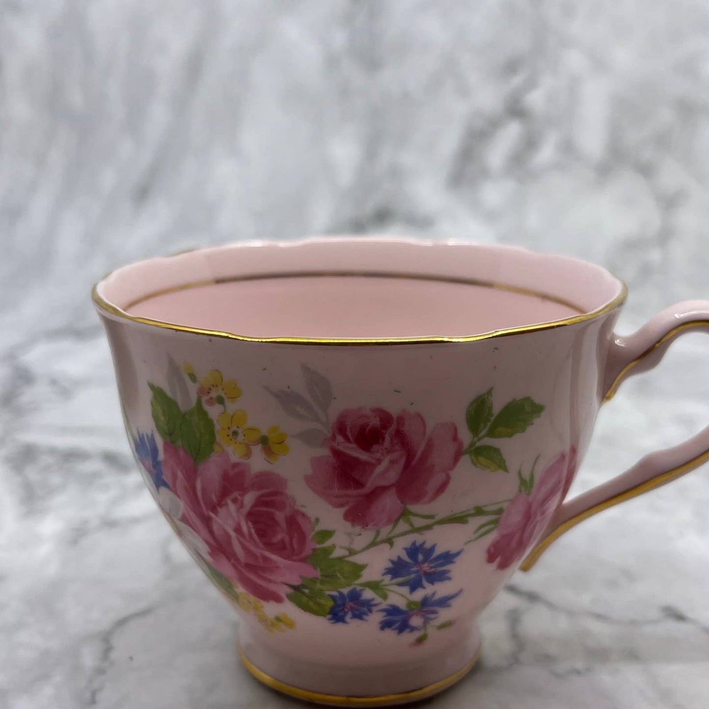 Colclough Pink Floral Tea Cup and Saucer, 8014, Made in England TD1