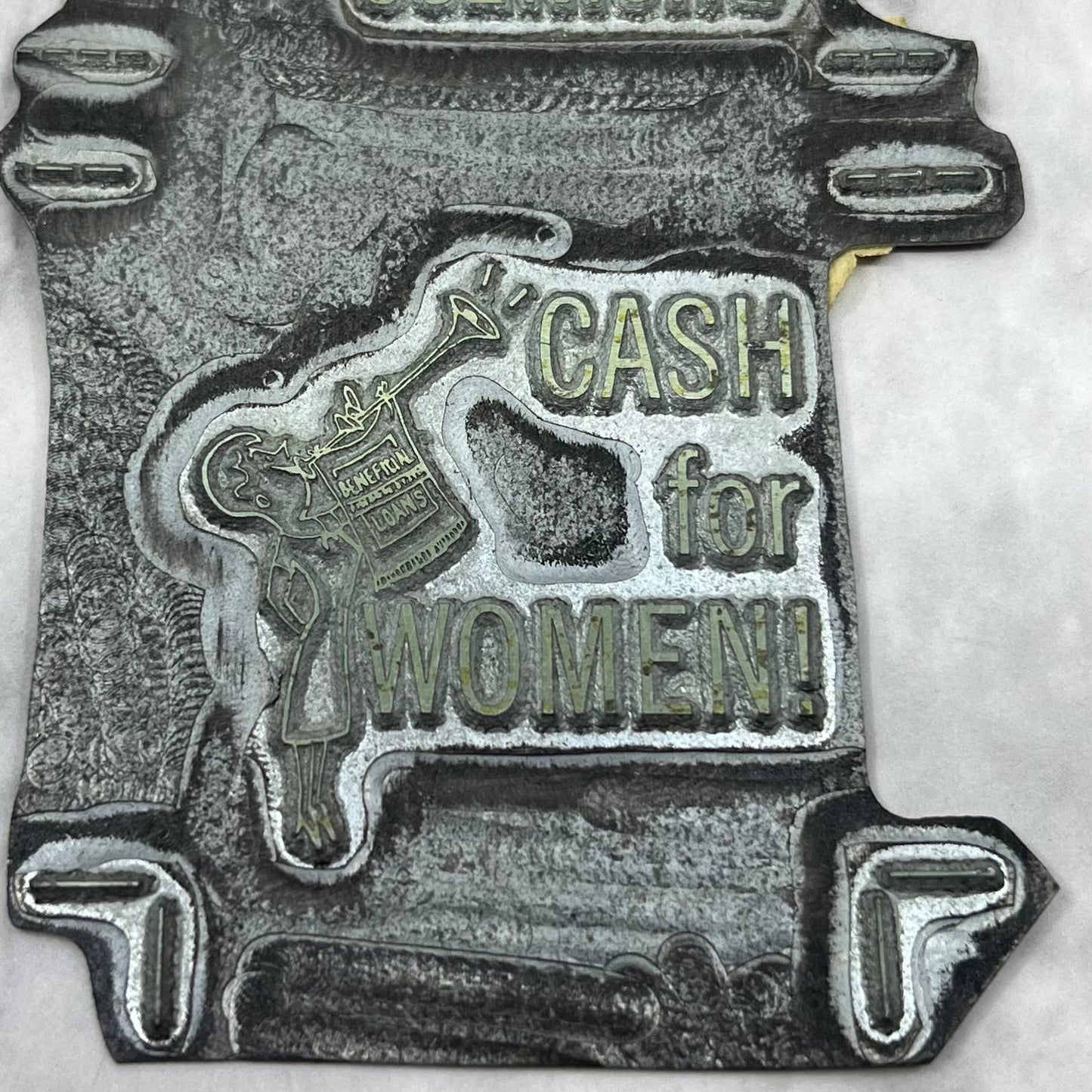 Vtg Printing Letterpress Printers Block Plate Double Sided Cash For Women TJ54