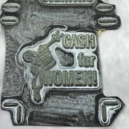 Vtg Printing Letterpress Printers Block Plate Double Sided Cash For Women TJ54