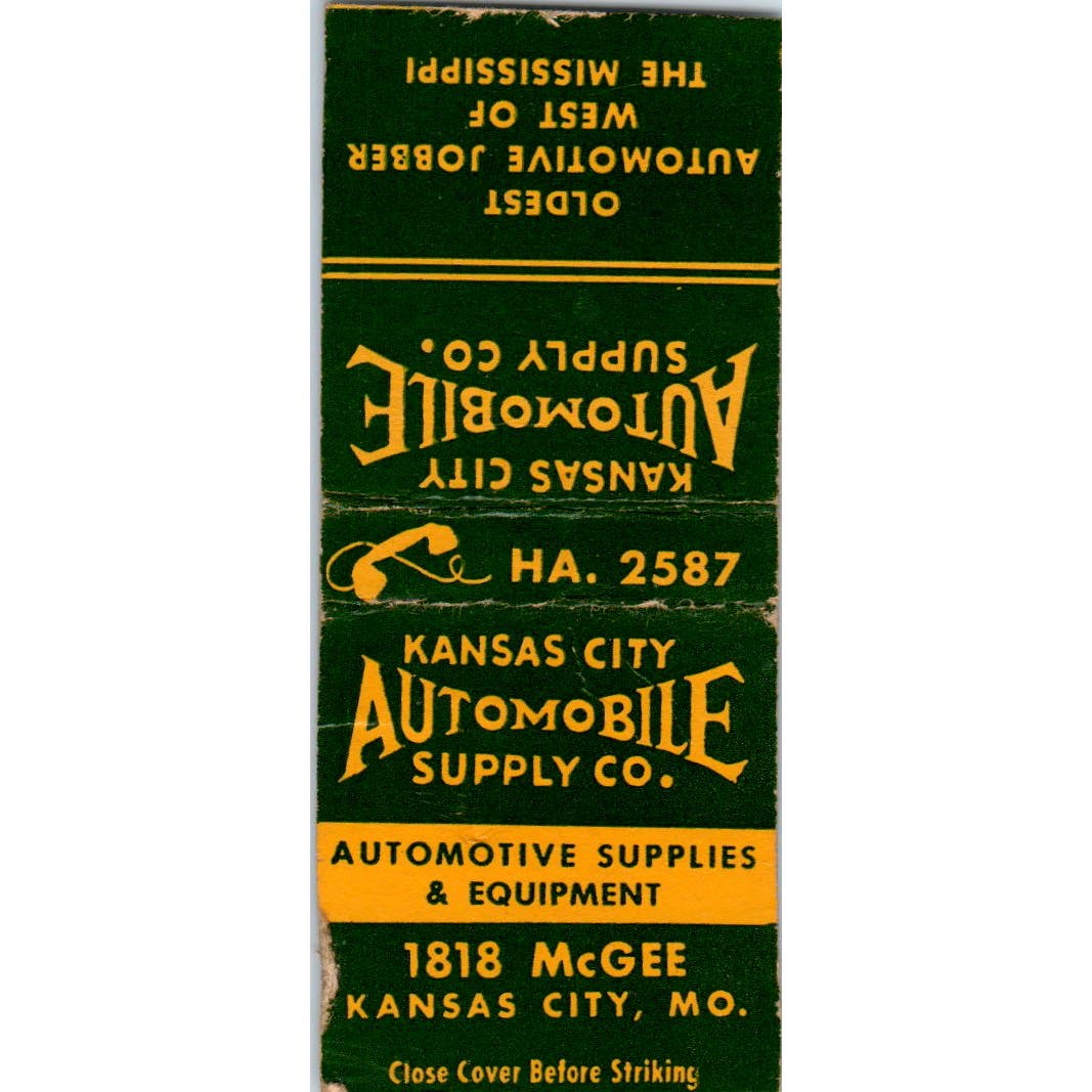 Kansas City Automotive Supply Co Advertising Matchbook Cover SA9-M2