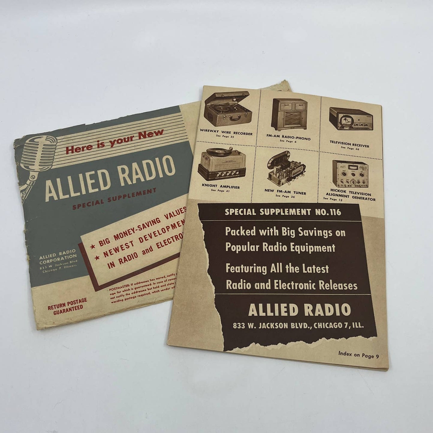 1948 Allied Radio Equipment Catalog Special Supplement Chicago IL TG6