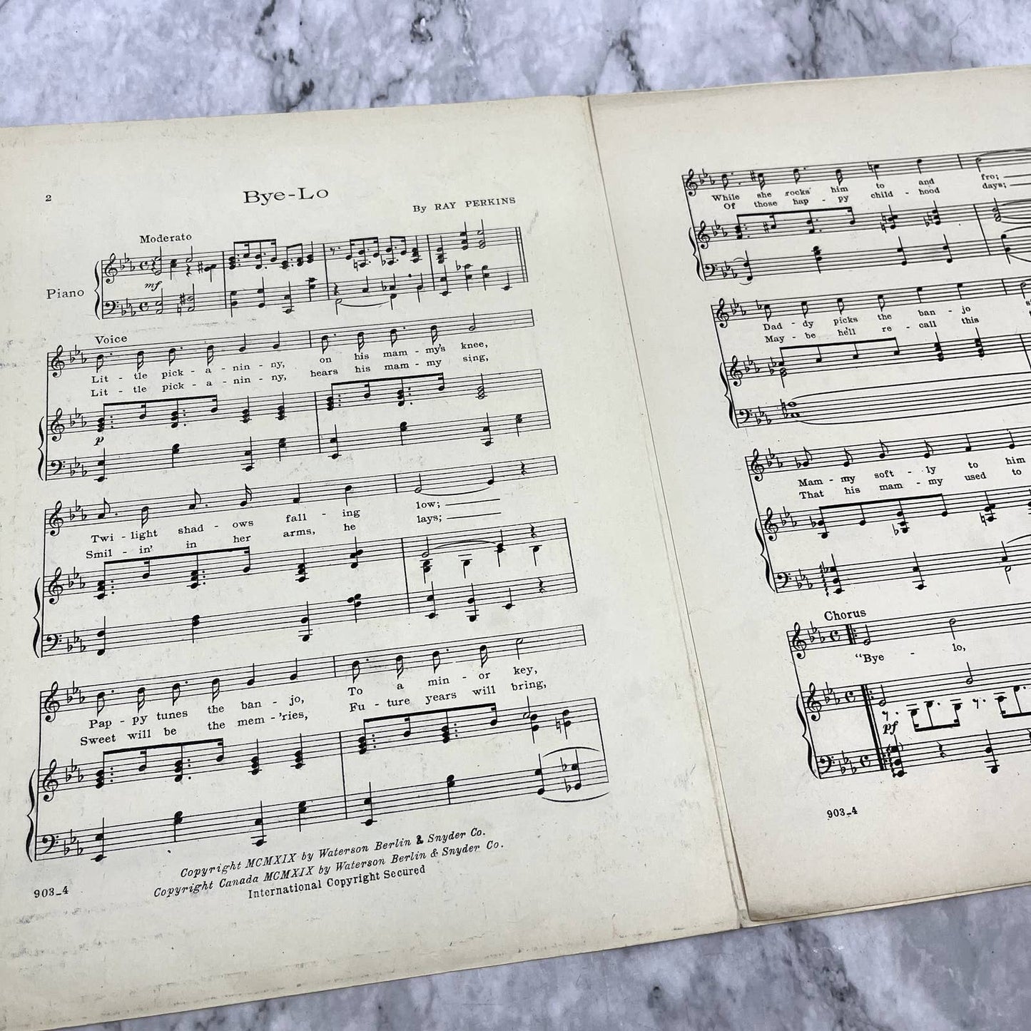 Bye Low Ray Perkins Waterson Berlin 1919 Sheet Music TK2-SM